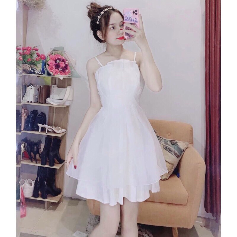 V56 VÁY 2 DÂY XẾP LY XOÈ DỰ TIỆC, KỈ YẾU PROM, ĐẦM XOÈ TẦNG | BigBuy360 - bigbuy360.vn