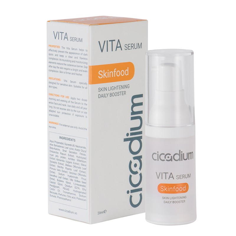 [Mã FMCGMALL - 8% đơn 250K] Serum dưỡng trắng và trẻ hoá da Cicadium Vita serum 20ml