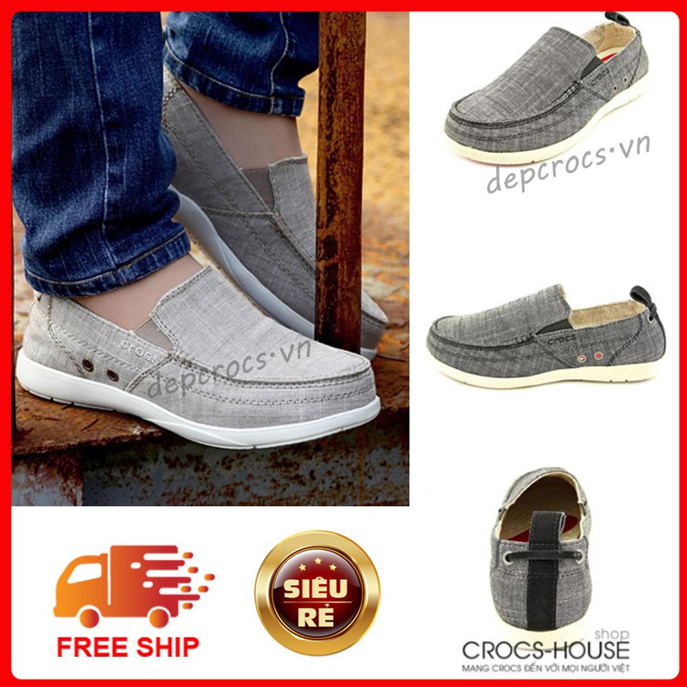 (Cao cấp) Giày lười nam cross walu chambray xuất xịn, giày cross nam vải - Cross house