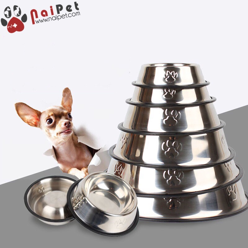 Bát Ăn Uống Inox Trắng Họa Tiết Bàn Chân Thú BIN001