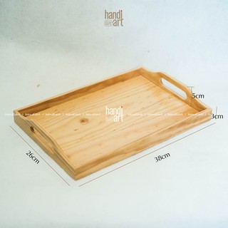 Khay gỗ retro có tay cầm đựng đồ phong cách cổ điển