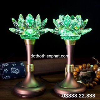 Cặp đèn thờ đá pha lê 12in cao cấp