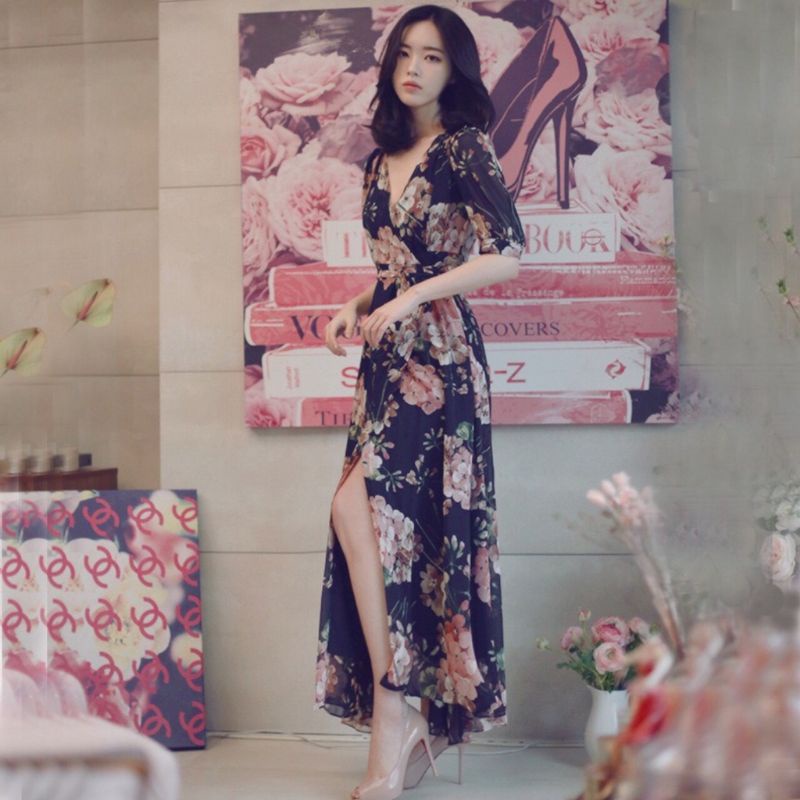 Đầm maxi Hoa Hàng Nhập Khẩu Hàn Quốc / Đầm maxi bangkok maxy Nhập Khẩu Hàn Quốc