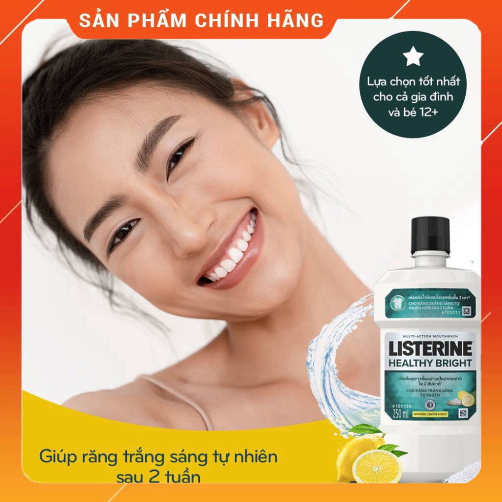 Nước súc miệng Listerine Healthy Bright trắng sáng 250ml - 210070625