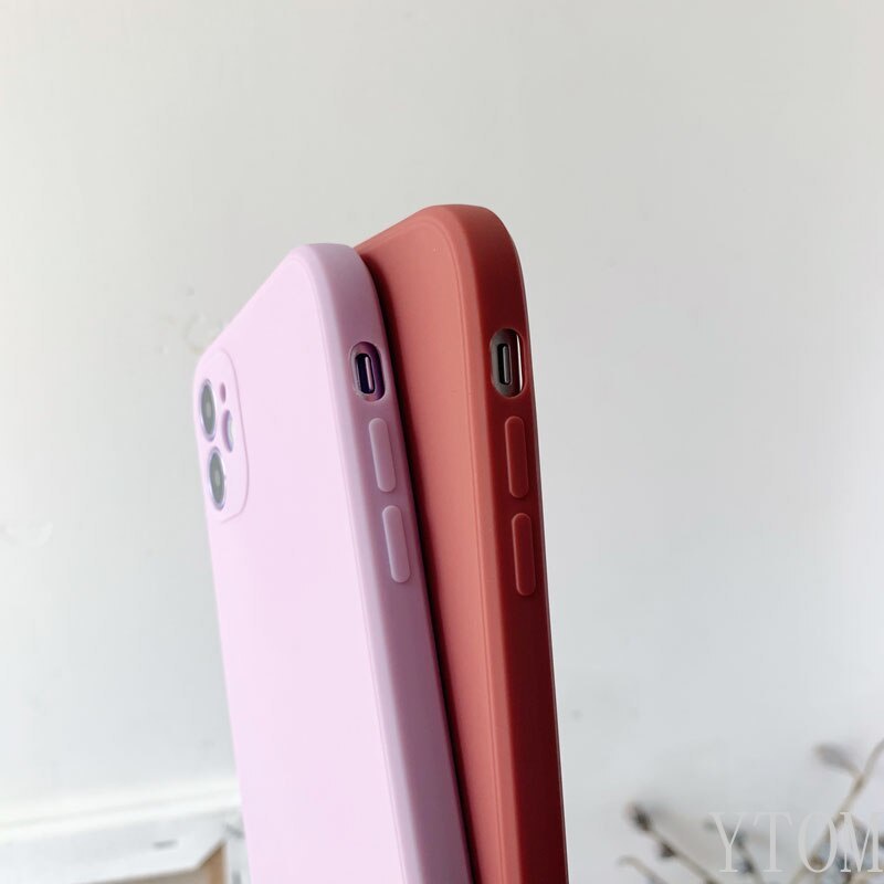 Ốp điện thoại silicon màu trơn đơn giản cho iPhone 13 12 11 pro max x xr se 2020 8 7 6s plus