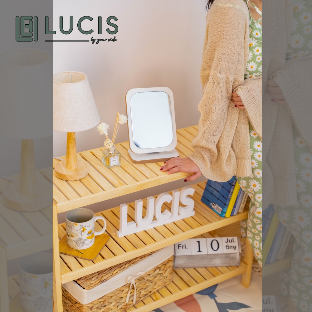 Kệ gỗ chữ nhật 3 tầng LUCIS size 80cm đa năng phong cách Hàn Quốc