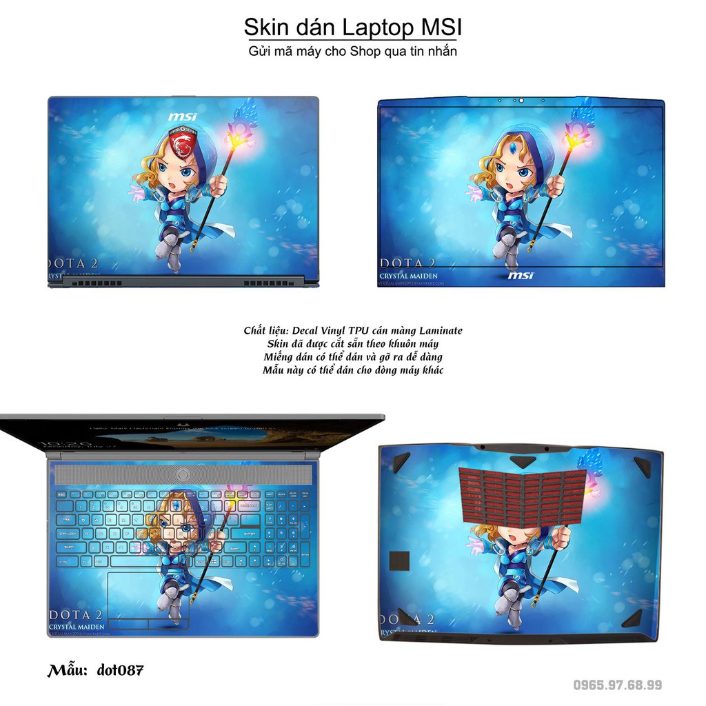 Skin dán Laptop MSI in hình Dota 2 nhiều mẫu 15 (inbox mã máy cho Shop)
