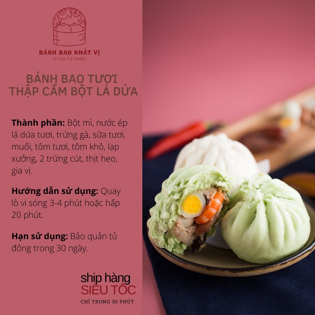 Bánh Bao Tươi Thập Cẩm Đặc Biệt Bột Lá Dứa | BigBuy360 - bigbuy360.vn