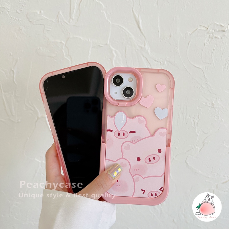 Ốp Điện Thoại TPU Mềm Có Giá Đỡ Hình Heo Hồng Dễ Thương Cho iPhone 13 12 Pro Max 11 Xr Xs Max X
