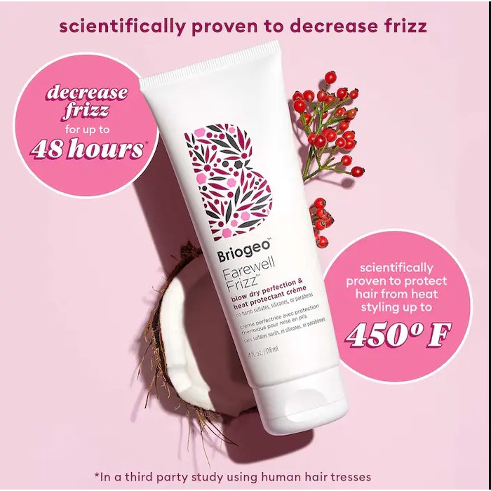 Briogeo - Kem Dưỡng Chống Nhiệt & Giữ Nếp Tóc Briogeo Farewell Frizz Blow Dry Perfection & Heat Protectant Creme 118ml