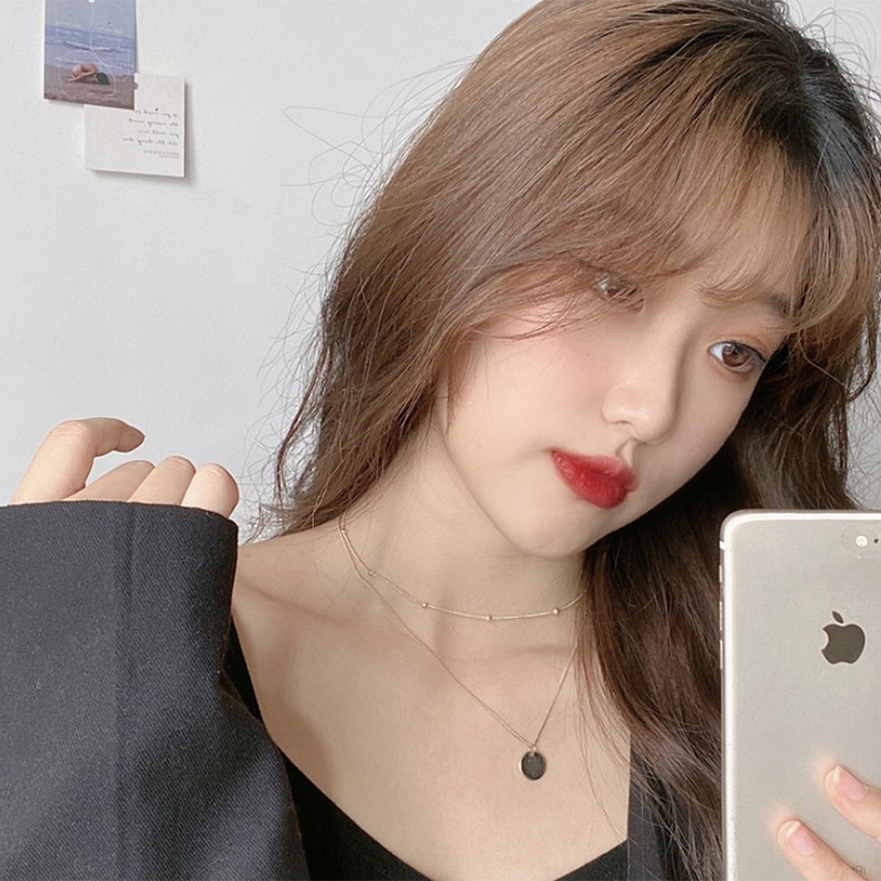 Dây chuyền mặt hình tròn làm bằng hợp kim phong cách Hàn