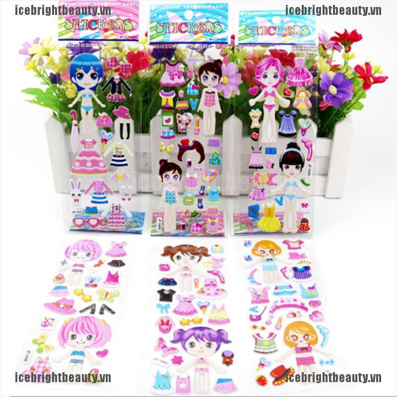 Set 5 Tấm Hình Dán 3D Trang Trí Quần Áo Cho Bé Gái