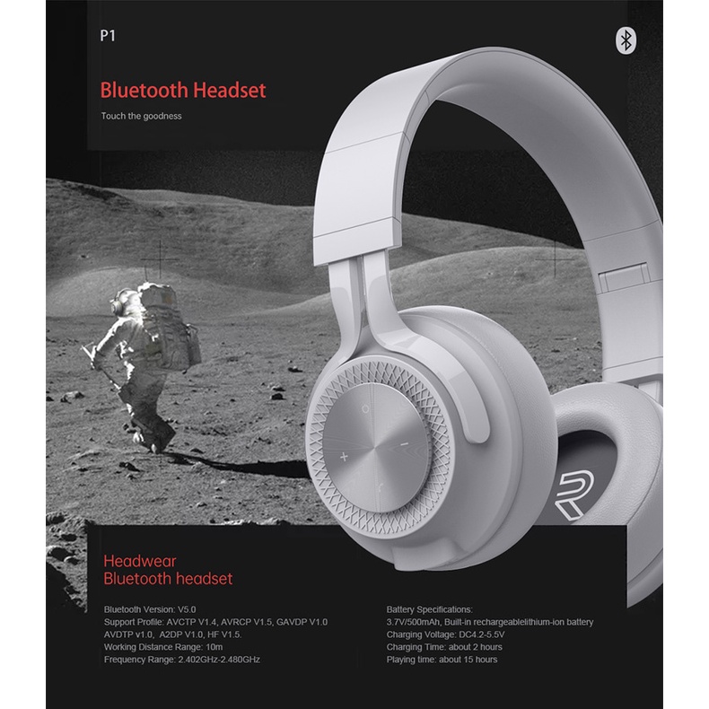 Tai Nghe/Headphone Chụp Tai Bluetooth 5.0 Fingertime P1 Có Micro Đàm Thoại Chất Lượng Âm Thanh Nổi Phong Cách Sành Điệu