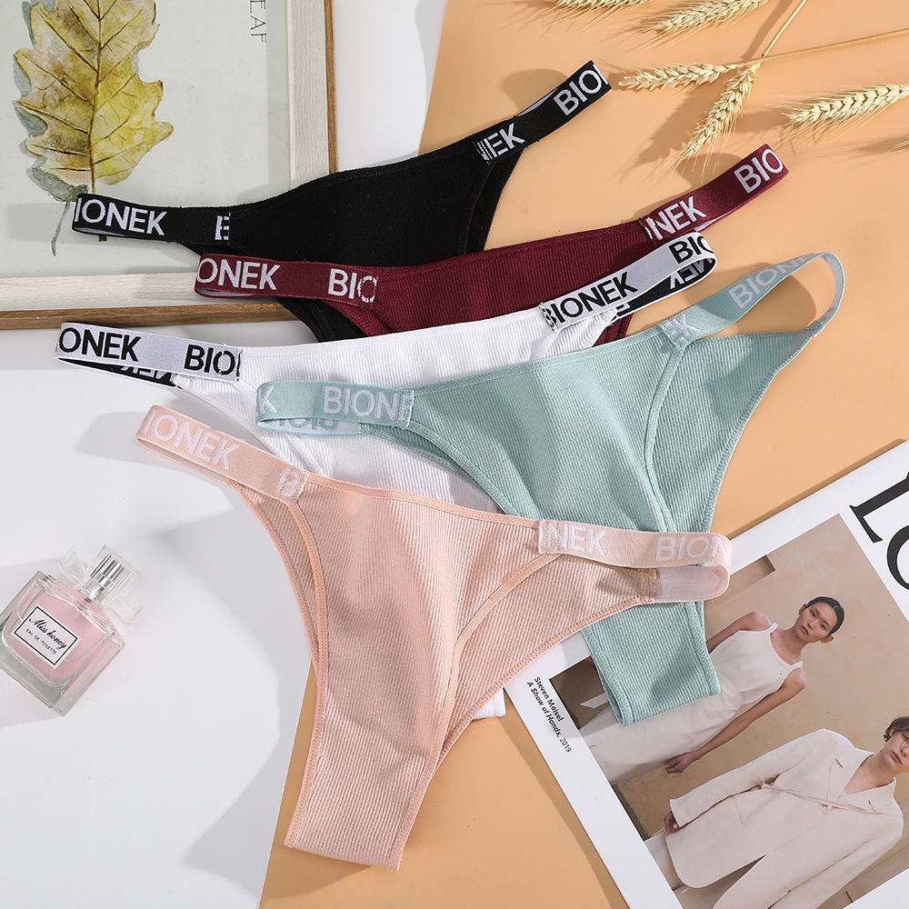 Set 3 quần lót Aijolen vải cotton mềm mại thoáng khí in chữ gợi cảm cho nữ