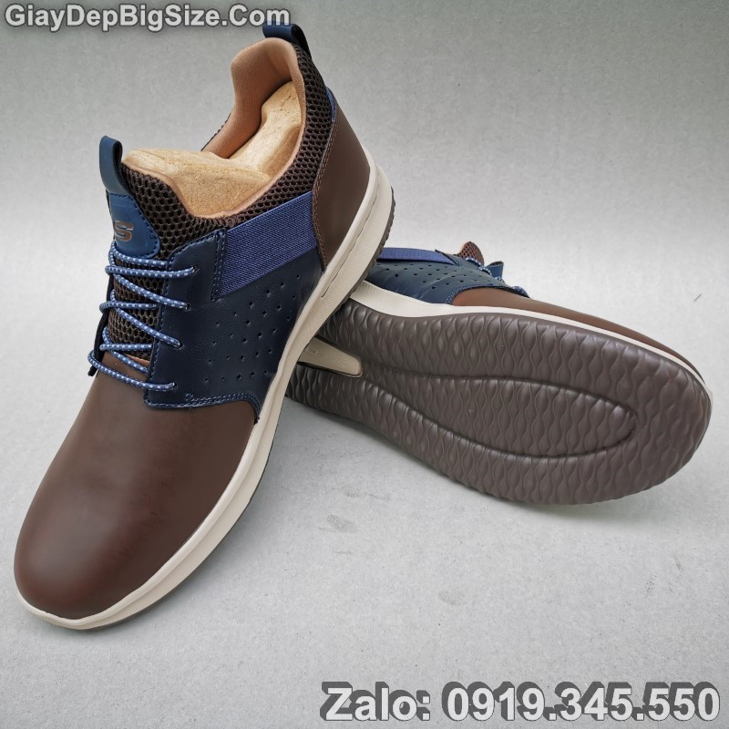 Giày Sneaker xỏ, giày thể thao da bò big size cỡ lớn EU:46-47-48 cho nam chân to (hàng chính hãng SKECHERS xuất dư)