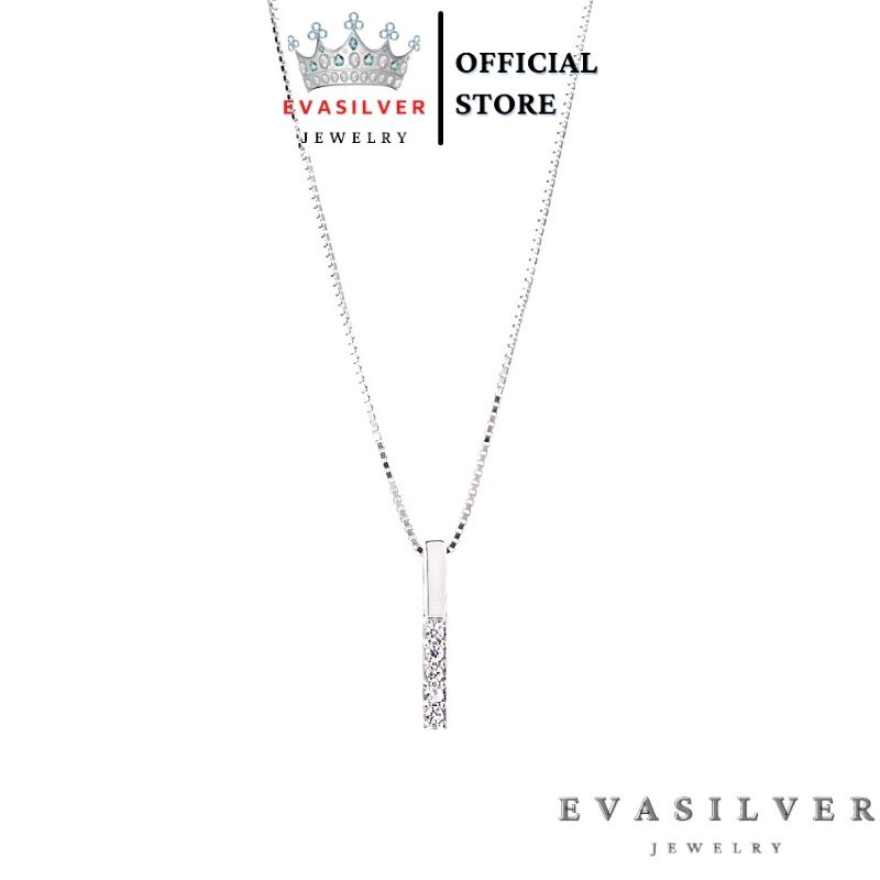 Dây chuyền bạc nữ mặt thanh đinh đính đá Evasilver, vòng cổ chuẩn bạc ta thời trang thanh lịch