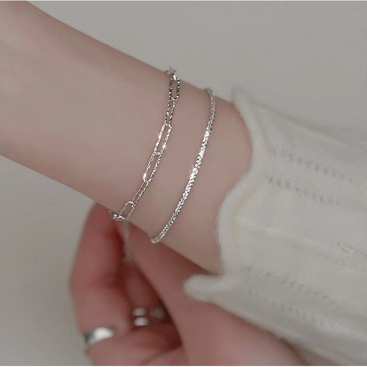 Lắc tay bạc 925 không dị ứng phong cách đơn giản thời trang | BigBuy360 - bigbuy360.vn