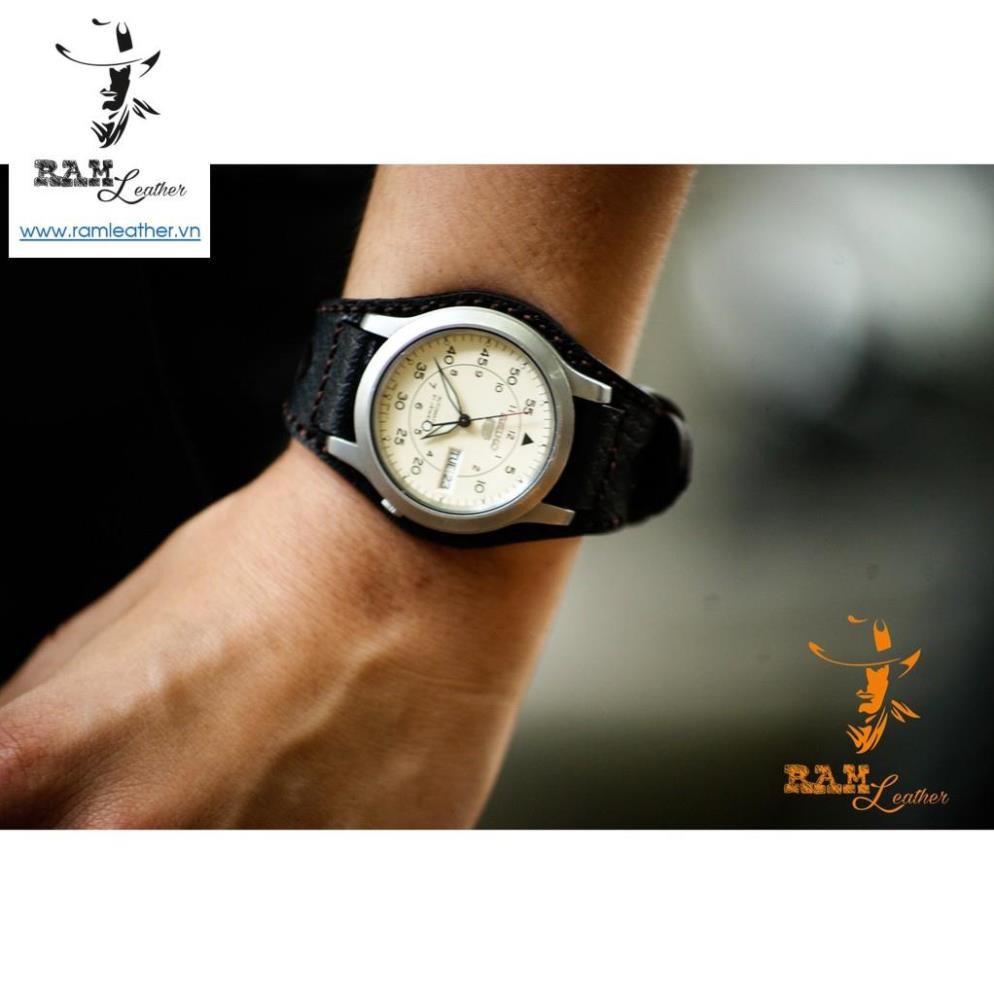 Dây Đồng Hồ Bundstrap Bx Quân Đội Đức – Da Dê Đen Cực Chất +