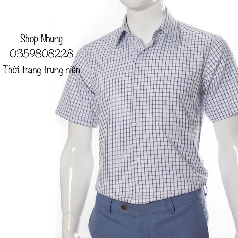 Áo sơ mi nam trung niên cộc tay chất đẹp pha cotton hàng công ty SADOGA