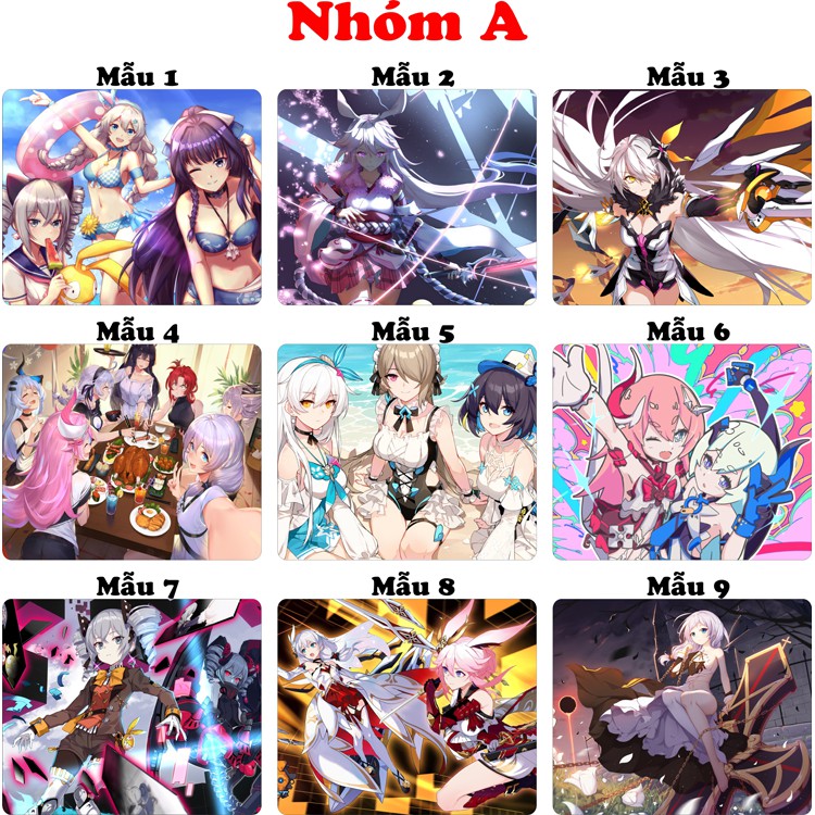 &lt;18 mẫu&gt; Lót chuột máy tính Anime Honkai Impact 3rd kích cỡ bàn di chuột lớn 20x24cm chất liệu mouse pad cao su