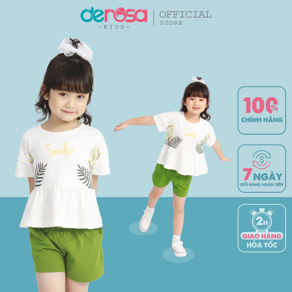 Bộ quần áo cho bé gái DEROSA KIDS chất liệu cotton | 3 - 8 tuổi | 014-018