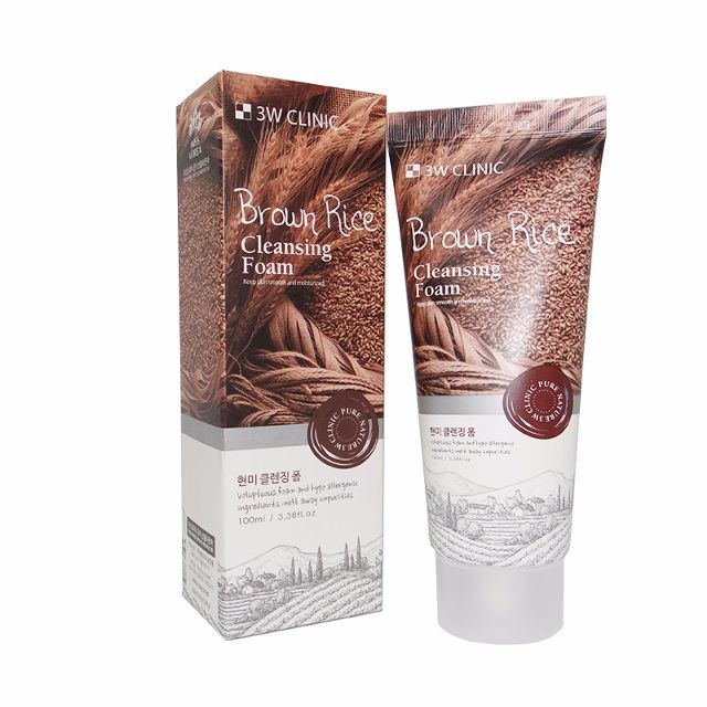 Sữa rửa mặt gạo dưỡng da trắng sáng 3W Clinic Brown Rice Foam Cleansing 100ml _ 3W Clinic Chính Hãng