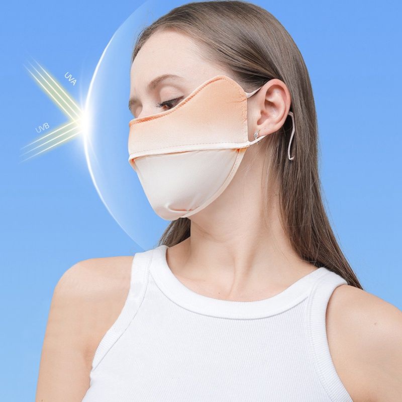 Khẩu trang chống nắng, tia UV 3 chiều bằng vải lụa mát thoáng khí, chống nắng, chống bụi upf 50+, Unisex