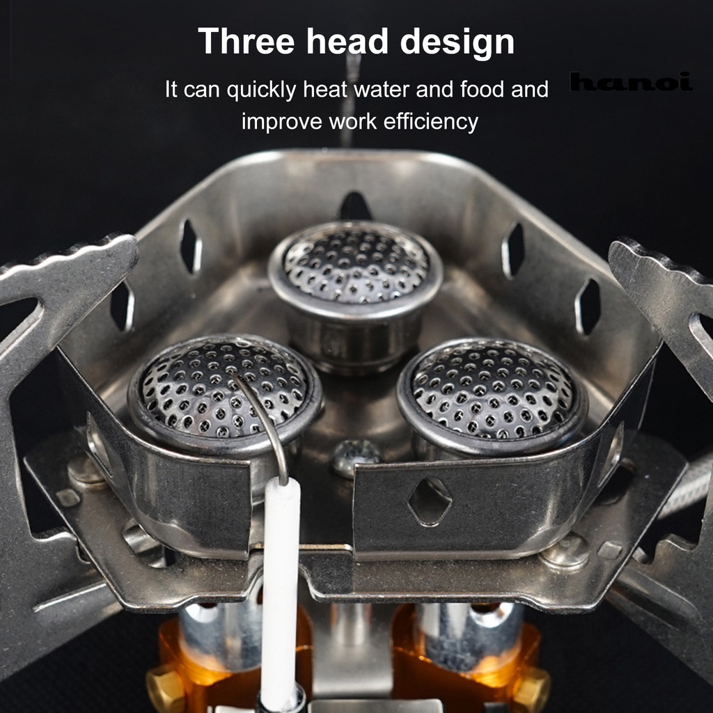 Bếp Ga Bằng Thép Không Gỉ Ba Lõi Gấp Gọn Nhẹ Cho Đi Cắm Trại