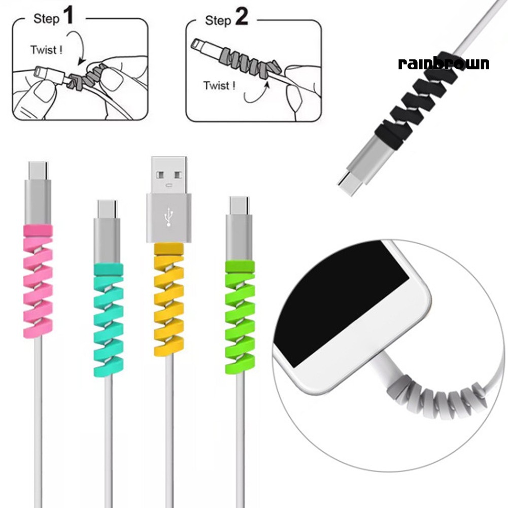 Phụ kiện bảo vệ cáp sạc USB bằng silicon dạng xoắn ốc cho iPhone