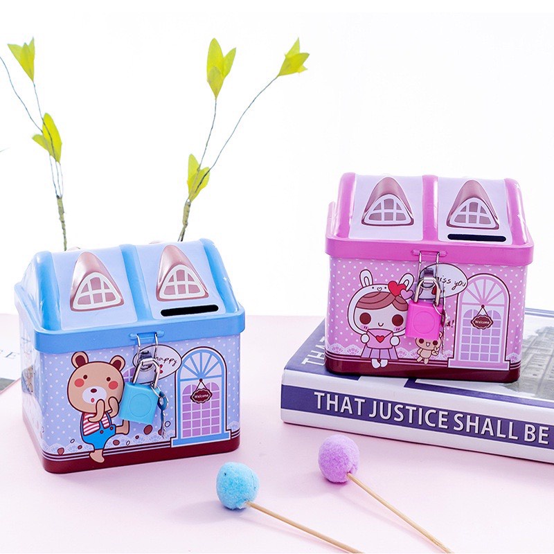 Ống heo đựng tiền có khóa hình con bò sữa cho bé yêu, Két sắt mini tiết kiệm tiền có khóa siêu yêu, đẹp mắt