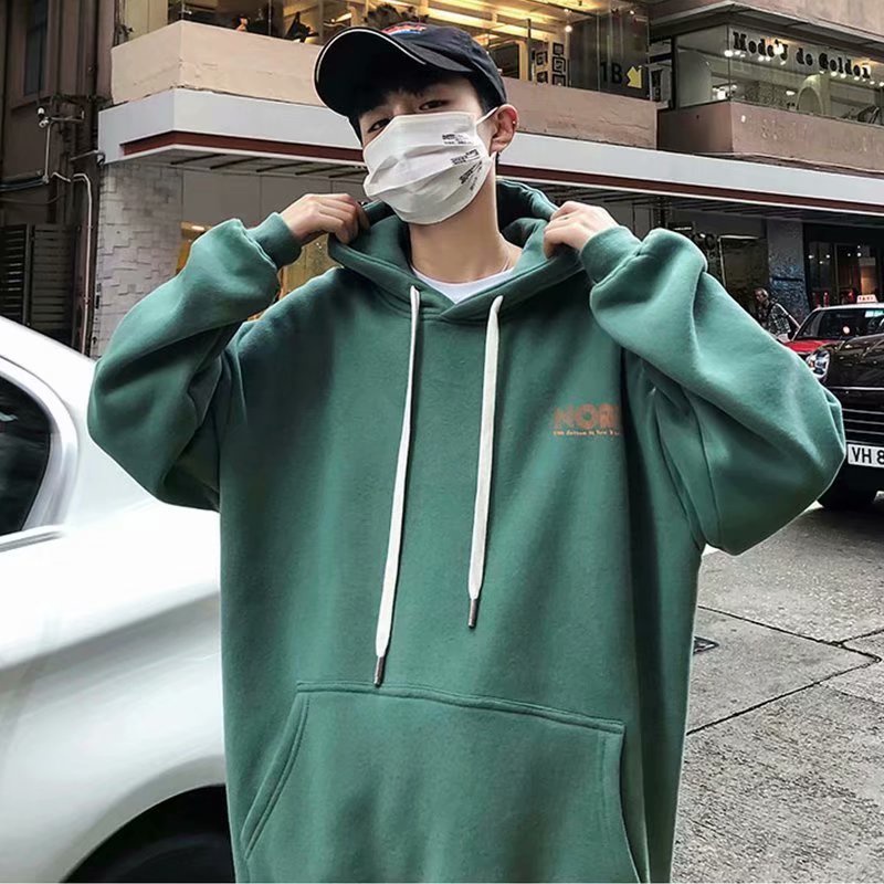 Áo hoodie nam tay dài dáng rộng phong cách retro Hong Kong thời trang xuân thu