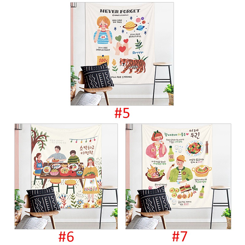 Thảm treo tường họa tiết nghệ thuật xinh xắn dùng trang trí nhà cửa/ nhà hàng