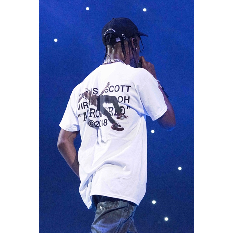Áo Thun Ngắn Tay In Hình TRAVIS SCOTT Virgil AJ1 Phong Cách hip hop Cho Nam Và Nữ AJ4