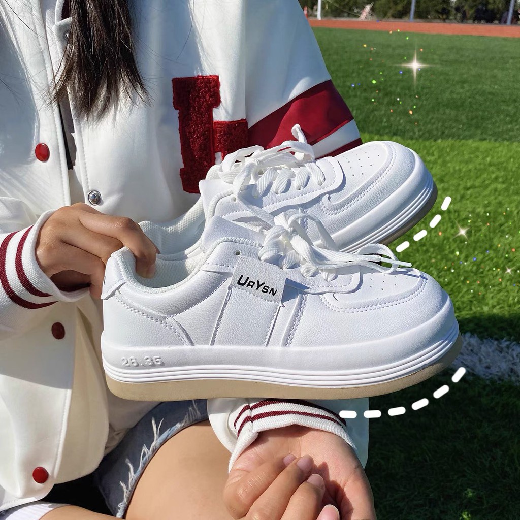 Giày thể thao nữ thấp cổ màu trắng, Giày sneaker nữ Urysn mẫu mới phong cách retro ulzzang năng động cá tính | BigBuy360 - bigbuy360.vn
