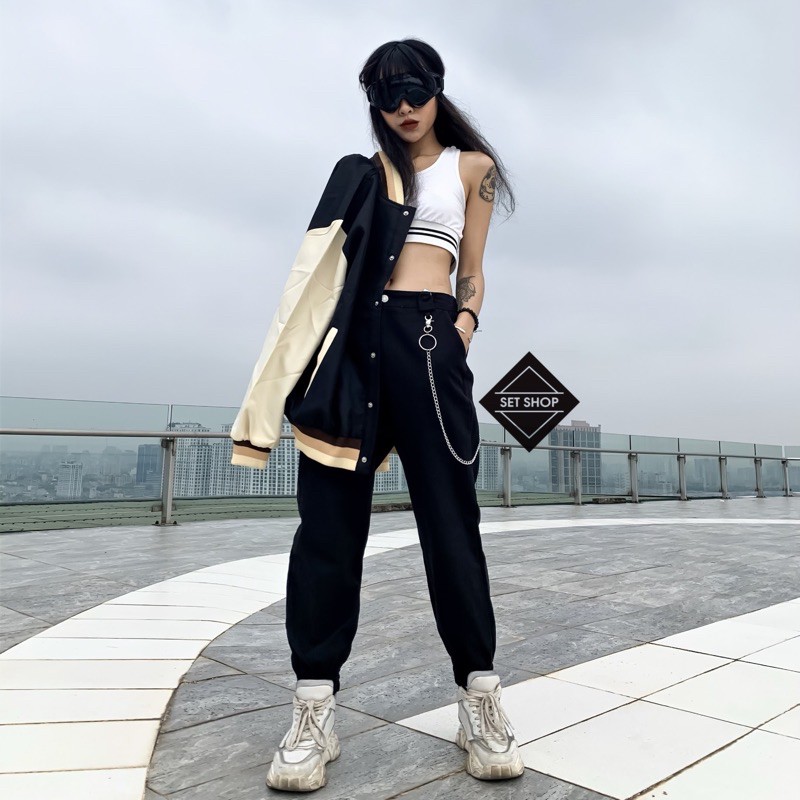 Quần jogger kaki kèm xích