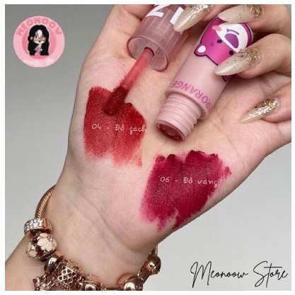 Son kem lì HERORANGE Gấu Dâu  mềm mịn lâu trôi Beckoning Bear Velvet Lip Glaze