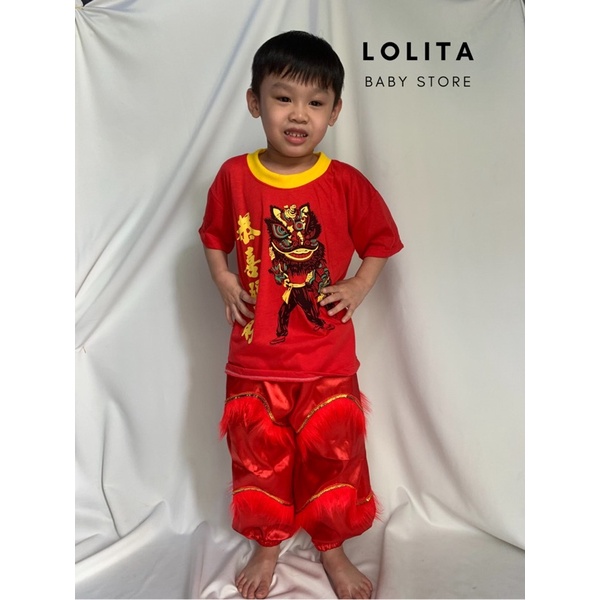 Set quần áo lân đỏ cho bé