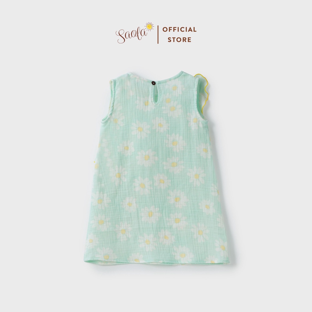 Đầm/ Váy Bé Gái Cổ Tròn Phối Bèo Trước Ngực Chất Liệu Muslin Thoáng Mát - LUNA DRESS - DRM024 - SAOLA KIDS CLOTHING