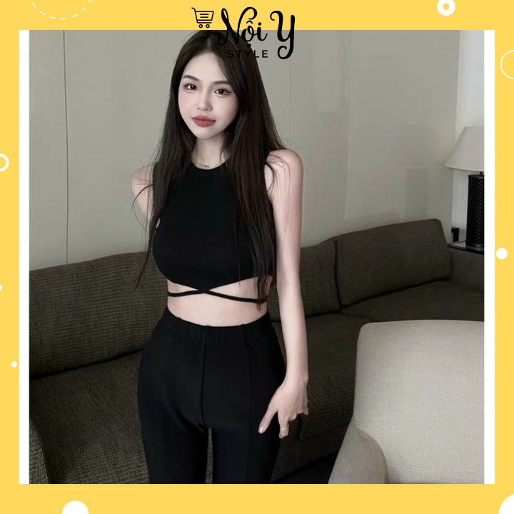 Áo Ba Lỗ Nữ Dáng Croptop Kiểu Dây Buộc Quấn Ngang Eo Siêu Sexy MS.B8