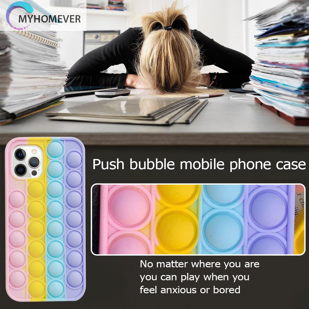 Pop It Fidget Đồ chơi Silicone Relieve Stress Pop Fidget Đồ chơis Push Bubble Phone Case for iPhone