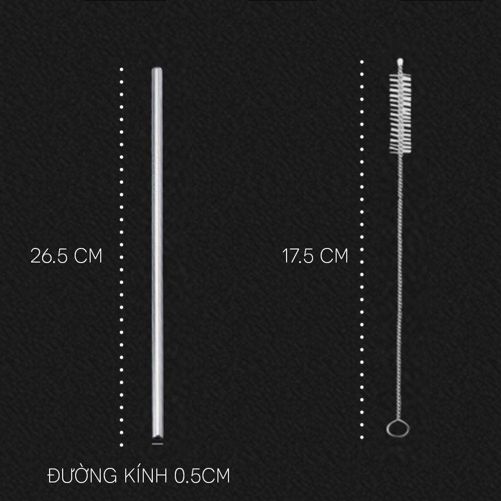 Bộ ống hút inox tái sử dụng bảo vệ môi trường và cọ vệ sinh