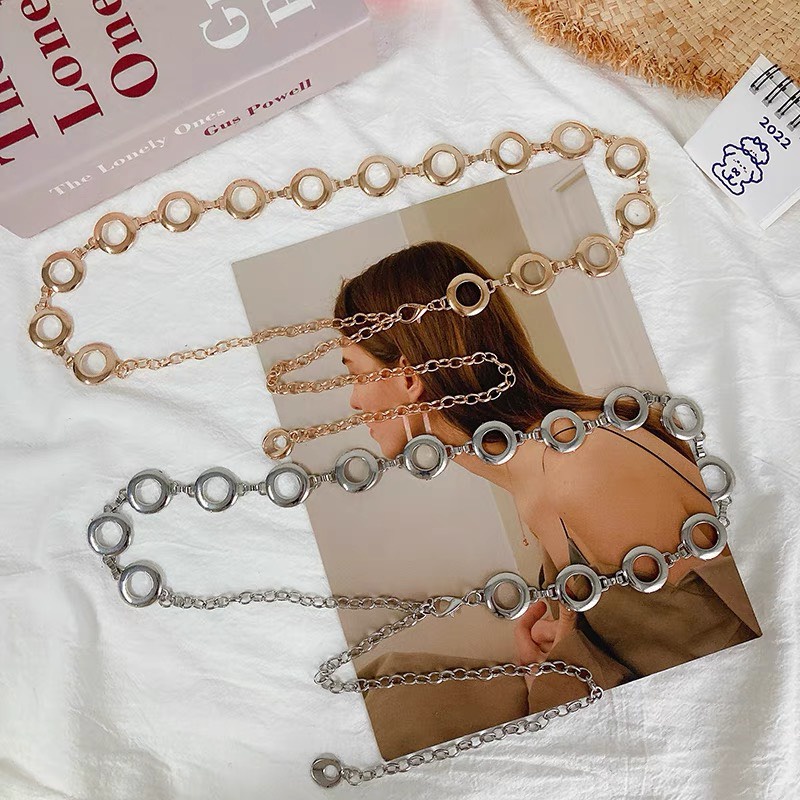 Dây thắt eo váy hình chuỗi xích tròn chất liệu dày dặn 2 màu cá tính dành cho bạn nữ