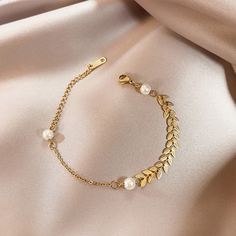 Vòng tay thép titan mạ vàng 14k phong cách Hàn Quốc xinh xắn dành cho nữ