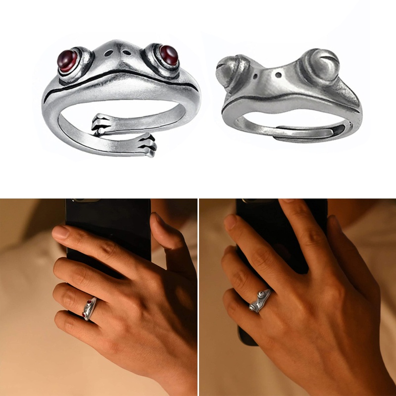 Set 2 Nhẫn Hình Ếch Có Thể Điều Chỉnh Kích Cỡ