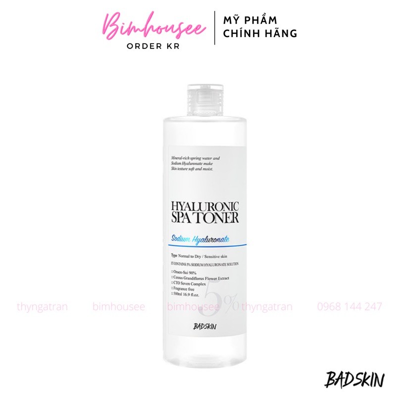 Toner BAD SKIN HYALURONIC SPA TONER siêu cấp nước