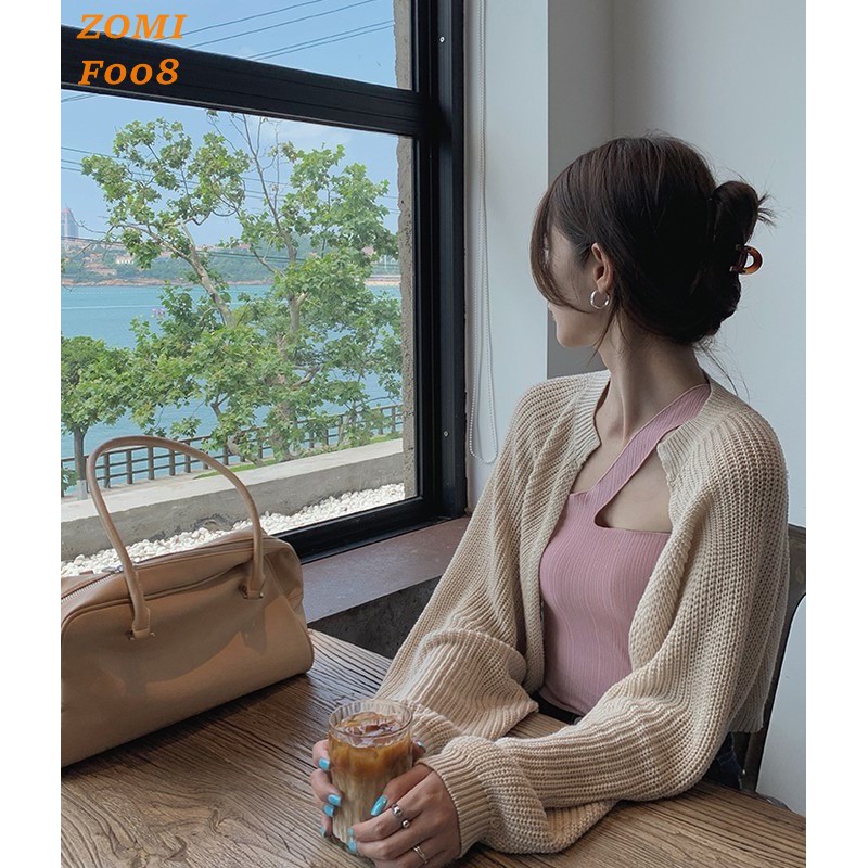 Áo cardigan len croptop tay dài siêu sang ZOMI F008