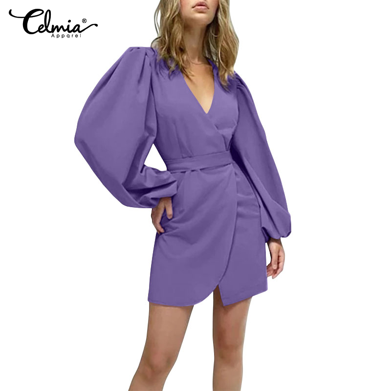 Đầm CELMIA tay dài cổ chữ V thời trang quyến rũ dành cho nữ