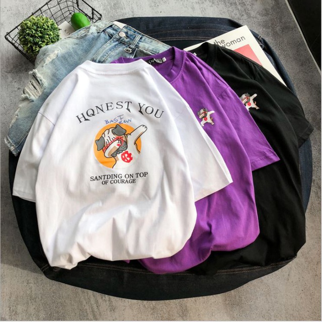 Áo thun tay lỡ in 2 mặt