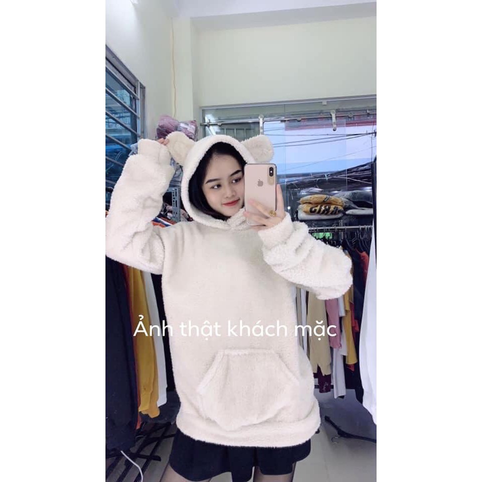 Áo nỉ lông mũ tai gấu nam nữ unisex SIÊU HOT | BigBuy360 - bigbuy360.vn
