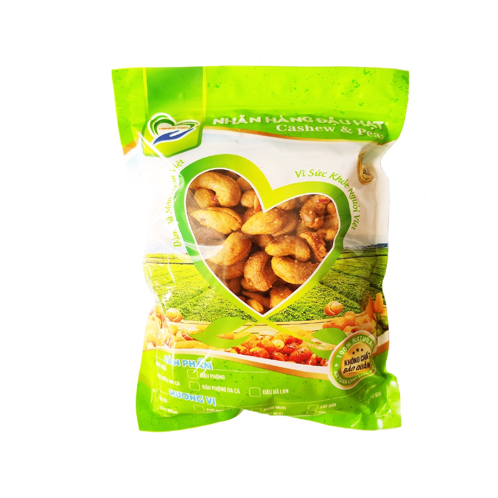 Túi 500GR Hạt Điều Rang Tỏi Ớt Nguyên Liệu Sạch Tâm Đức Thiện